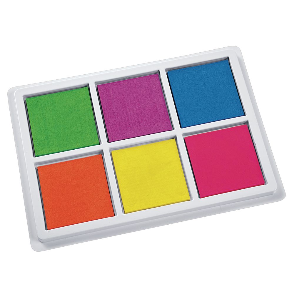 Colorations Jumbo 6 Neon Color Washable Stamp Pad for Kids, Non